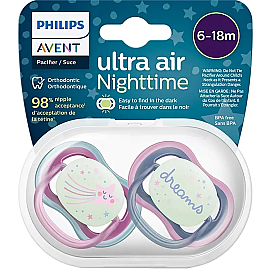 Philips Avent Ultra Air Nighttime - Gece Yalancı Emzik 6-18 Ay Kız 2'li - Philips Avent