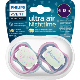 Philips Avent Ultra Air Nighttime - Gece Yalancı Emzik 6-18 Ay Kız 2'li - Philips Avent