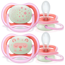 Philips Avent Ultra Air Nihgt - Gece Yalancı Emzik Pembe Kız 6-18m Ay 2'li - Philips Avent