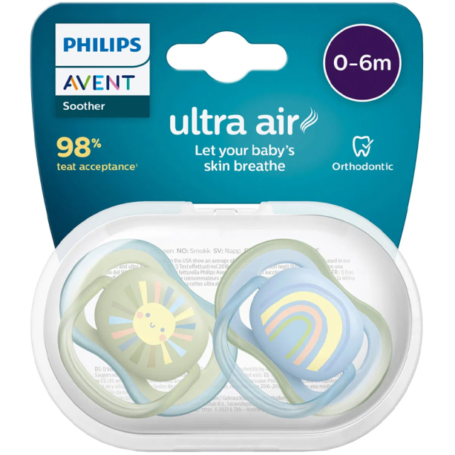 Philips Avent Ultra Air - Yalancı Emzik 0-6 Ay Erkek 2'li - 1