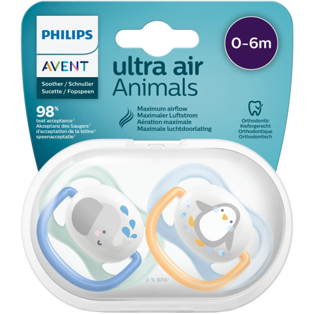 Philips Avent Ultra Air - Yalancı Emzik 0-6 Ay Erkek 2'li - 1