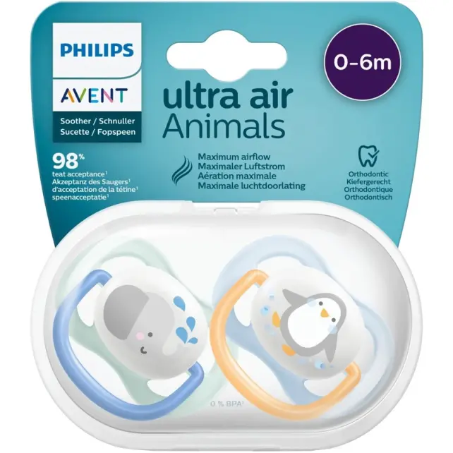Philips Avent Ultra Air - Yalancı Emzik 0-6 Ay Erkek 2'li - 1