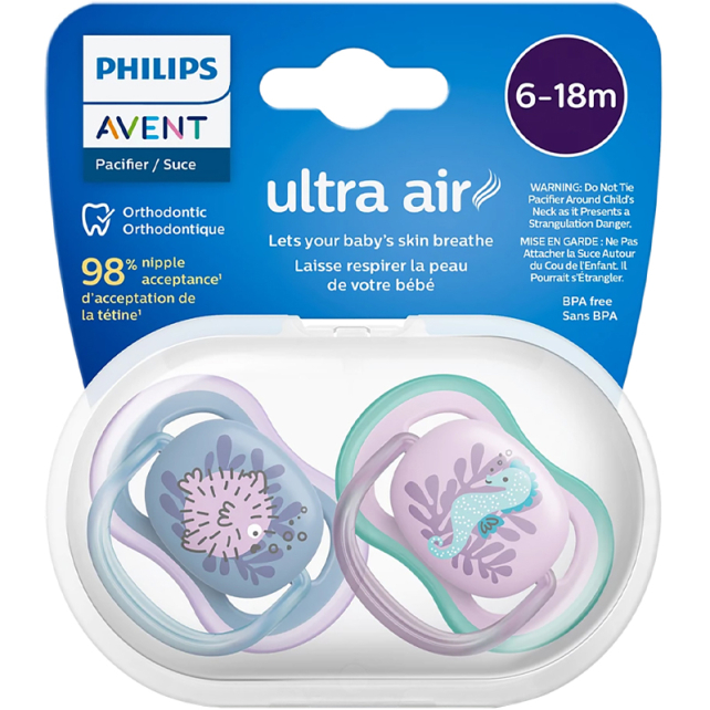 Philips Avent Ultra Air - Yalancı Emzik 6-18 Ay Kız 2'li - 1