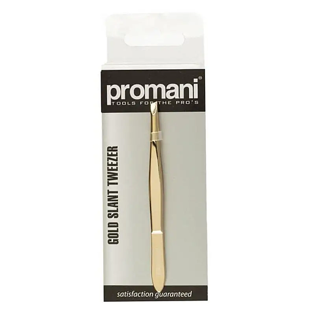 Promani Gold Slant Tweezers - Altın Eğik Uçlu Cımbız - 1