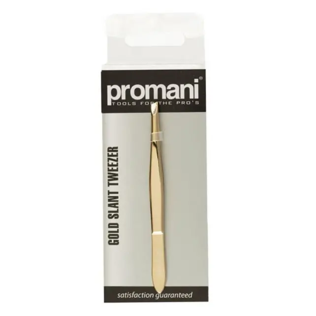 Promani Gold Slant Tweezers - Altın Eğik Uçlu Cımbız - 1