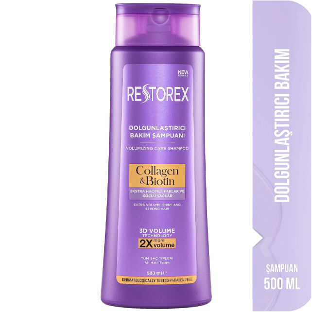 Restorex Collagen Biotin Dolgunlaştırıcı Etkili Saç Bakım Şampuanı 500ml - 2