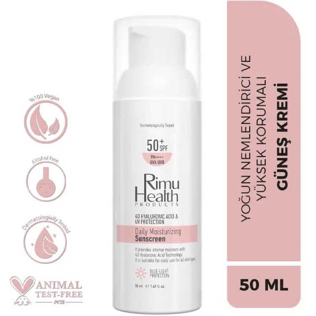 Rimu Health Products Daily Moisturizing Sunscreen SPF 50+ Güneş Koruyucu ve Nemlendirici 50ml - 3