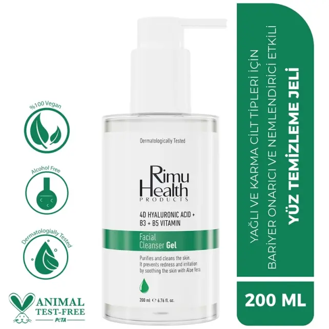 Rimu Health Products Facial Cleanser Gel - Yüz Temizleme Jeli 200ml - 4