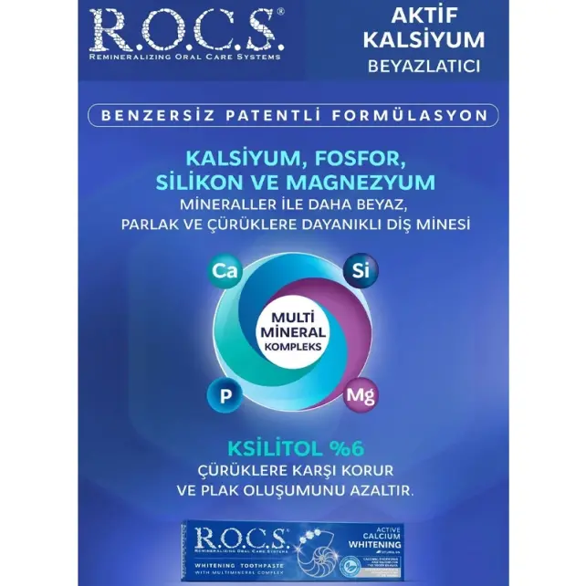 Rocs Aktif Kalsiyum Beyazlatıcı Diş Macunu 75ml - 3