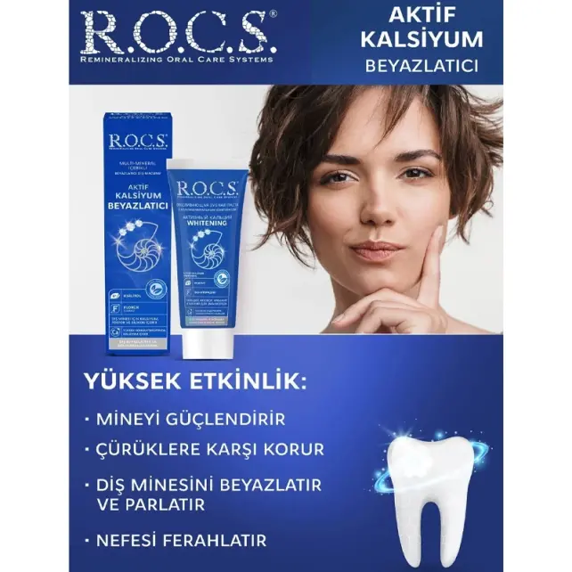 Rocs Aktif Kalsiyum Beyazlatıcı Diş Macunu 75ml - 4