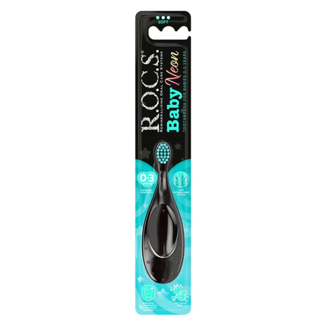 Rocs Baby Neon - Bebekler için Diş Fırçası Neon Yeşil 0-3 Yaş - 1