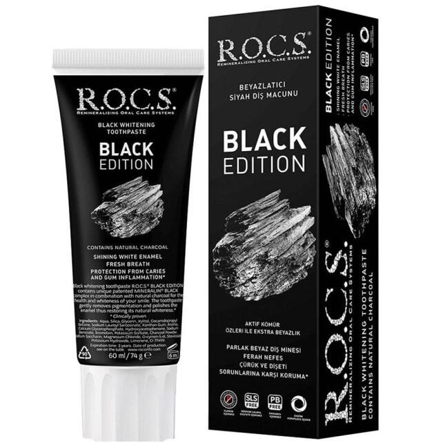 Rocs Black Beyazlatıcı Siyah Diş Macunu 60ml - 1