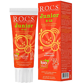 Rocs Junior Çocuklar İçin Bitkisel İçerikli Diş Macunu 6-12 Yaş Meyveli Gökkuşağı 60ml - Rocs