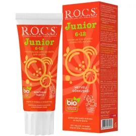 Rocs Junior Çocuklar için Bitkisel İçerikli Diş Macunu 6-12 Yaş Meyveli Gökkuşağı 60ml - Rocs