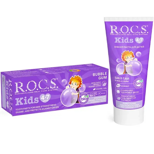 ROCS Kids - Meyveli Çocuk Diş Macunu (Balon Sakızı) 4-7 Yaş 35ml - 2