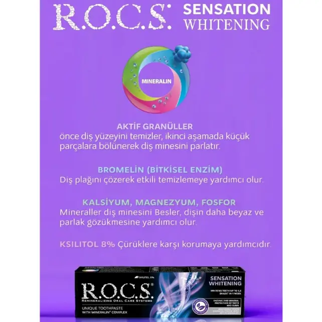 Rocs Sensation Whitening Beyazlatıcı Parlatıcı Diş Macunu 60ml - 4