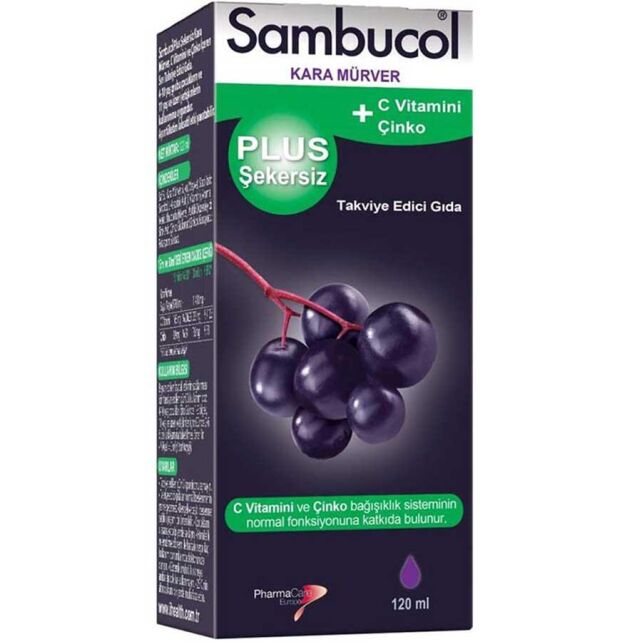 Sambucol Plus Şekersiz Takviye Edici Gıda - Kara Mürver Ekstresi 120ml - 1