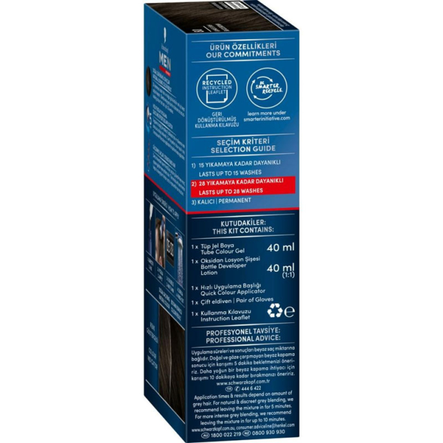 Schwarzkopf Men Perfect - Beyazlara Karşı Jel Boya No: 80 Kahve Siyah - 3