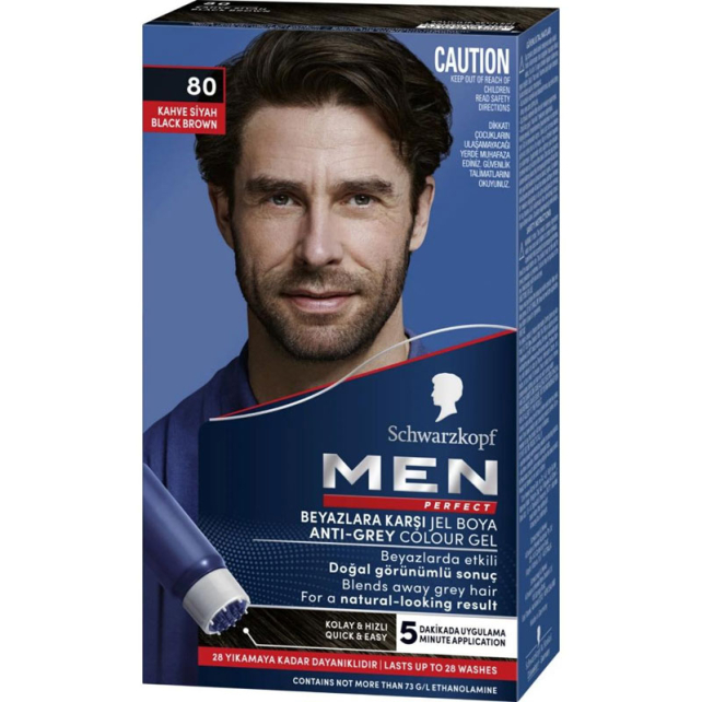 Schwarzkopf Men Perfect - Beyazlara Karşı Jel Boya No: 80 Kahve Siyah - 1