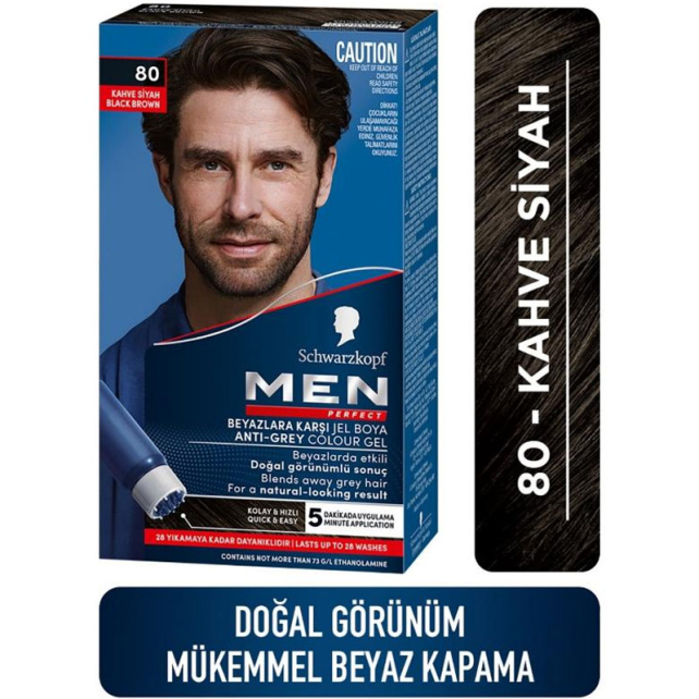 Schwarzkopf Men Perfect - Beyazlara Karşı Jel Boya No: 80 Kahve Siyah - 7