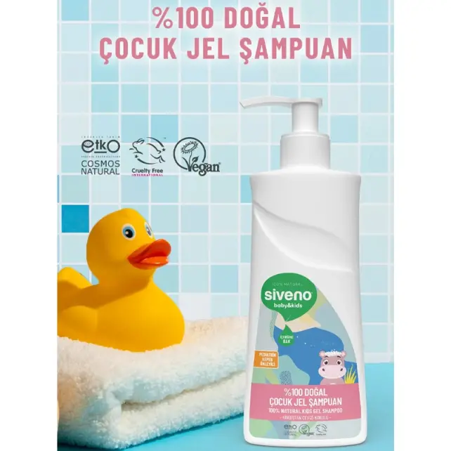 Siveno Baby Kids - Doğal Çocuk Jel Şampuanı Hindistan Cevizi Kokulu 325ml - 4