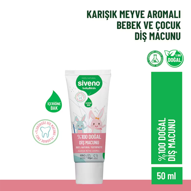 Siveno Baby Kids Doğal Diş Macunu - Karışık Meyveli 50ml - 2
