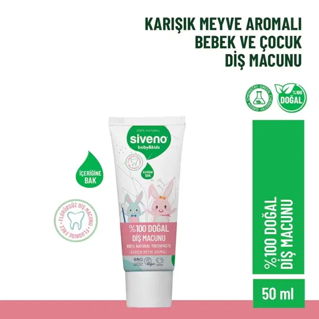 Siveno Baby Kids Doğal Diş Macunu - Karışık Meyveli 50ml - 2