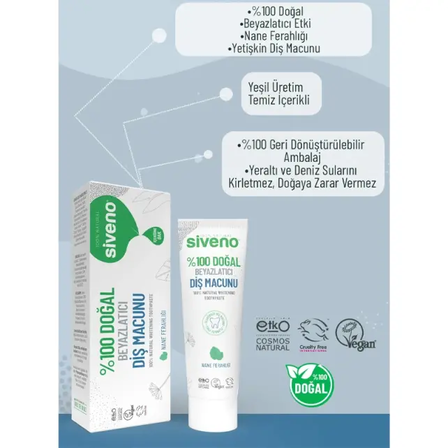 Siveno Doğal Beyazlatıcı Etkili Diş Macunu - Nane Ferahlığı 65g - 4