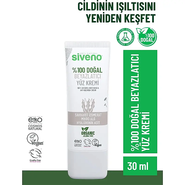Siveno Doğal Beyazlatıcı Etkili Yüz Kremi 30ml - 2