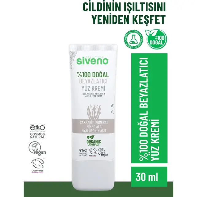 Siveno Doğal Beyazlatıcı Etkili Yüz Kremi 30ml - 2