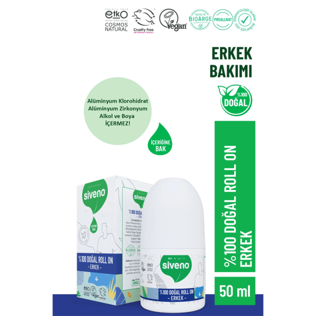 Siveno Doğal Erkek Roll-On Deodorant 50ml - 2