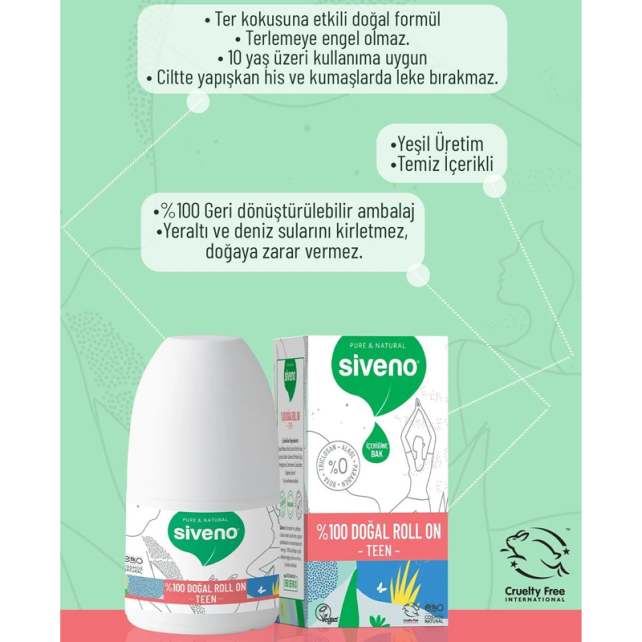 Siveno Doğal Roll On Deoroant - Teen 50ml - 3