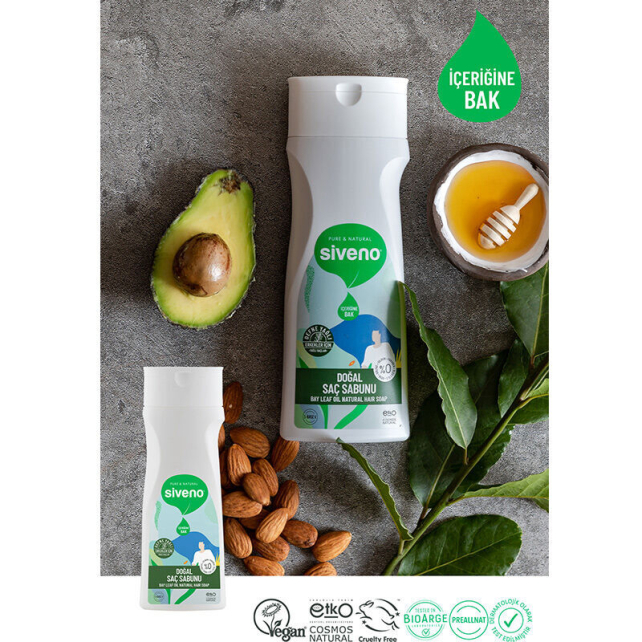 Siveno Doğal Saç Sabunu - Defne Yağlı 300ml - 3