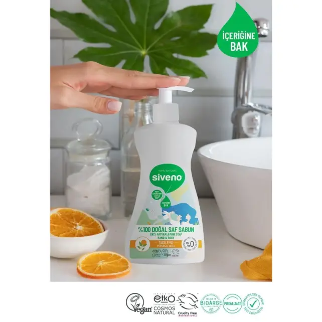 Siveno Doğal Saf Sabun - Tazeleyici Portakal Yağlı 300ml - 3