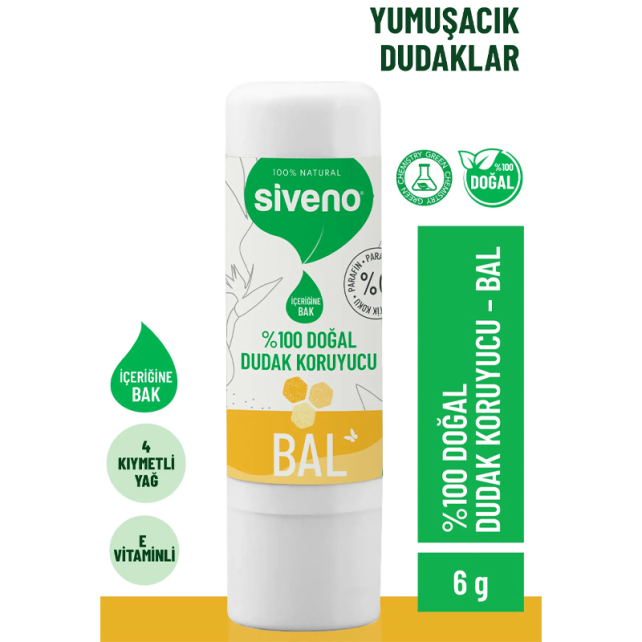 Siveno Lip Balm Doğal Dudak Koruyucu - Bal 6g - 2