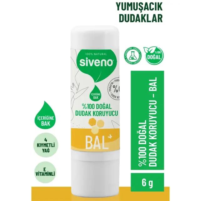 Siveno Lip Balm Doğal Dudak Koruyucu - Bal 6g - 2