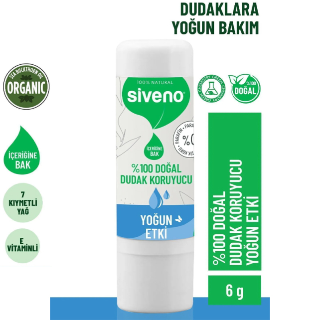 Siveno Lip Balm Doğal Dudak Koruyucu - Yoğun Etki 6 g - 2