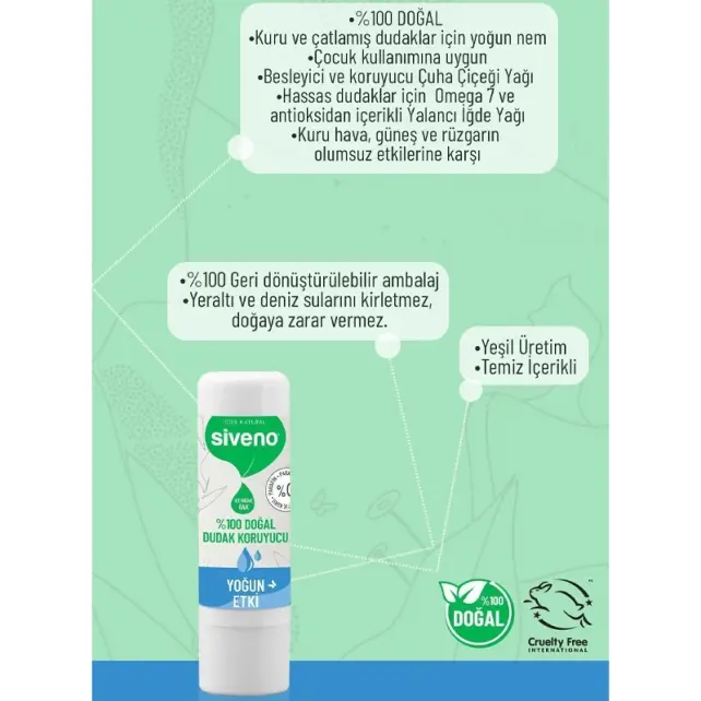 Siveno Lip Balm Doğal Dudak Koruyucu - Yoğun Etki 6 g - 5