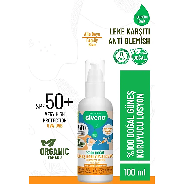Siveno SPF 50+ Doğal Güneş Koruyucu Losyon 100ml - 2