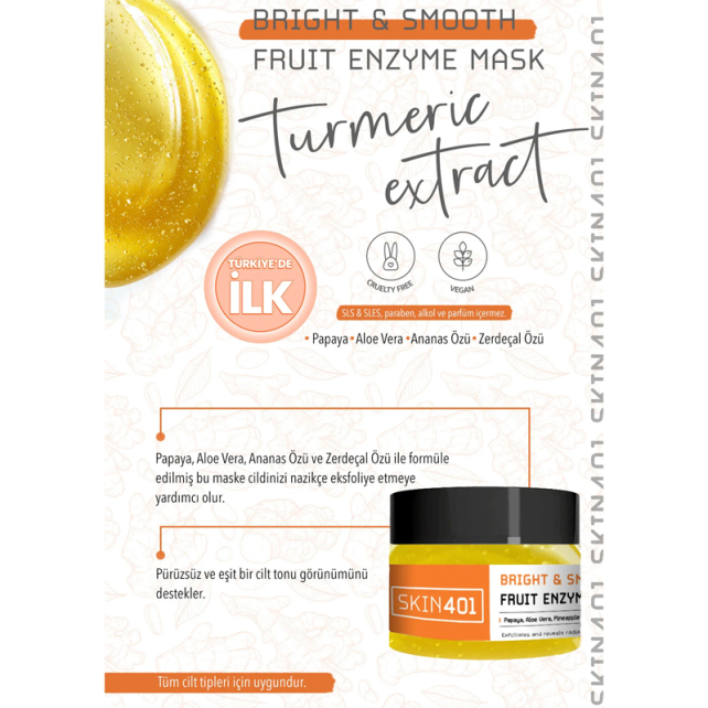 Skin401 Bright Smooth Fruit Enzyme Mask - Meyve Enzim Jel Maskesi 100ml - 4
