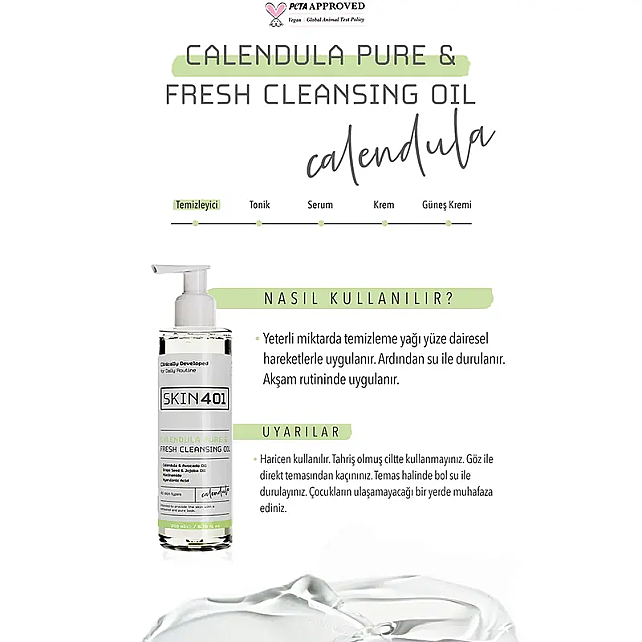Skin401 Calendula Pure & Fresh Cleansing Oil - Cilt Temizleme Yağı 200ml - 4
