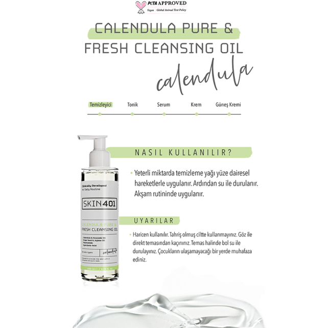 Skin401 Calendula Pure & Fresh Cleansing Oil - Cilt Temizleme Yağı 200ml - 4