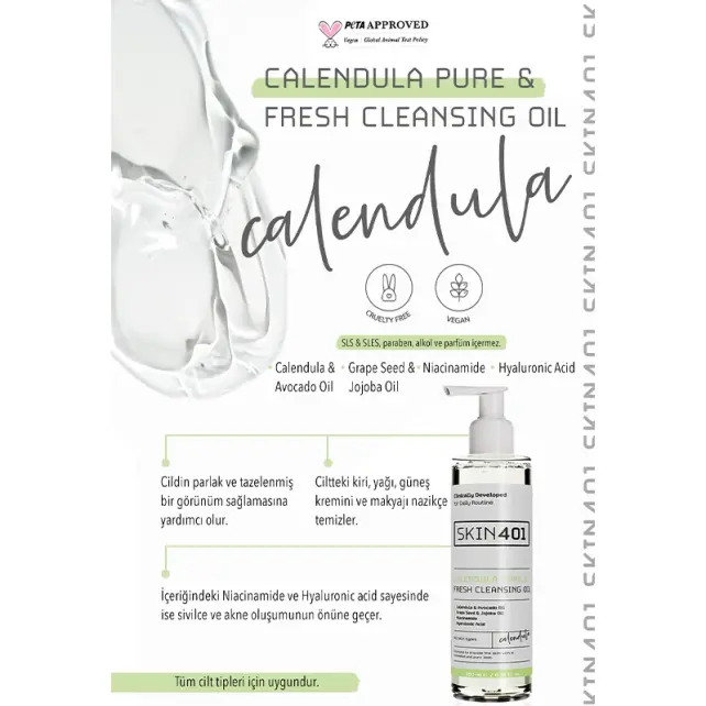Skin401 Calendula Pure & Fresh Cleansing Oil - Cilt Temizleme Yağı 200ml - 3