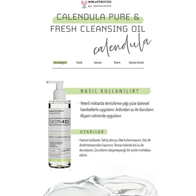 Skin401 Calendula Pure & Fresh Cleansing Oil - Cilt Temizleme Yağı 200ml - 4