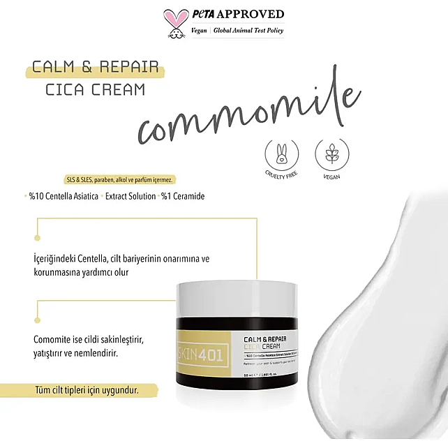 Skin401 Calm Repair Cica Cream - Onarıcı Etkili Bakım Kremi 50ml - 3