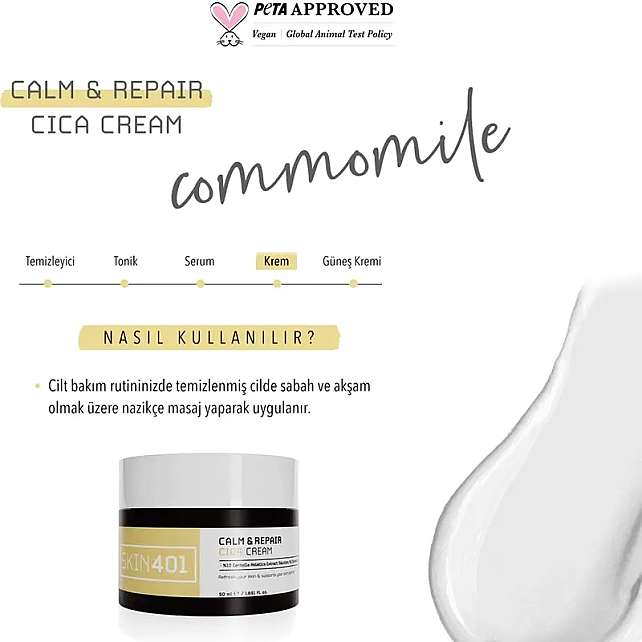 Skin401 Calm Repair Cica Cream - Onarıcı Etkili Bakım Kremi 50ml - 4