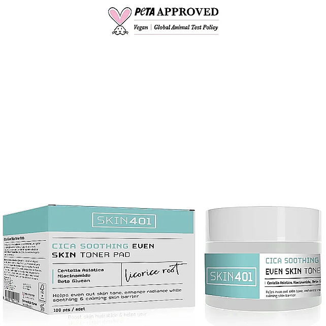 Skin401 Cica Soothing Even Skin Toner Ped - Yatıştırıcı Tonik Ped 100 Pcs - 2