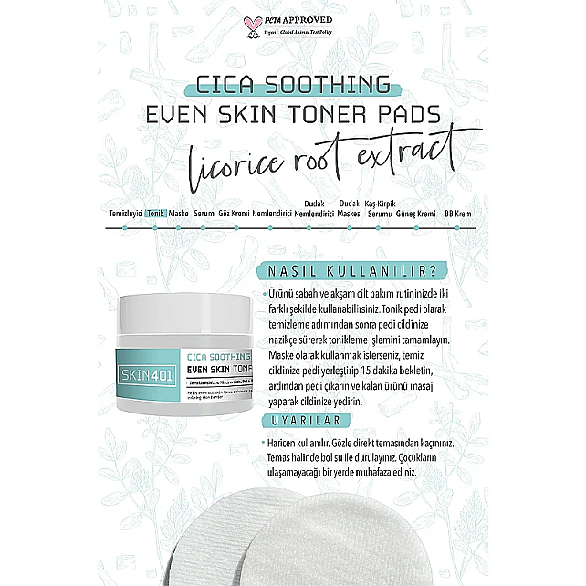 Skin401 Cica Soothing Even Skin Toner Ped - Yatıştırıcı Tonik Ped 100 Pcs - 4