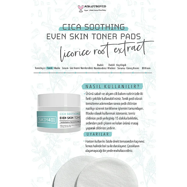 Skin401 Cica Soothing Even Skin Toner Ped - Yatıştırıcı Tonik Ped 100 pcs - 4