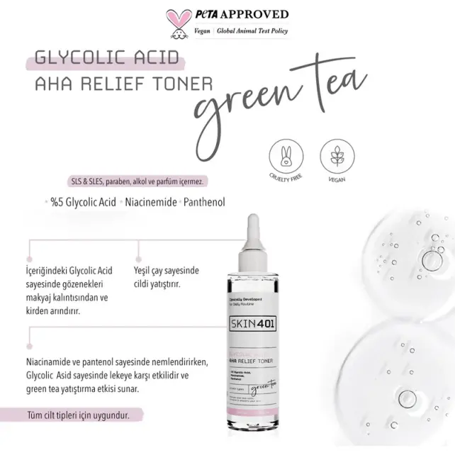 Skin401 Glycolic Acid AHA Relief Toner - Leke Karşıtı Tonik 200ml - 3